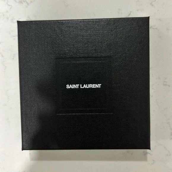 Saint Laurent "For You" YSL Black Leather Metal Purse Travel Compact Mirror NIB - Picture 4 of 8
